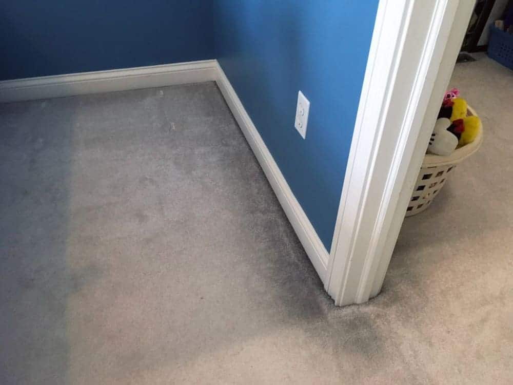 Black lines around the edges of a carpet